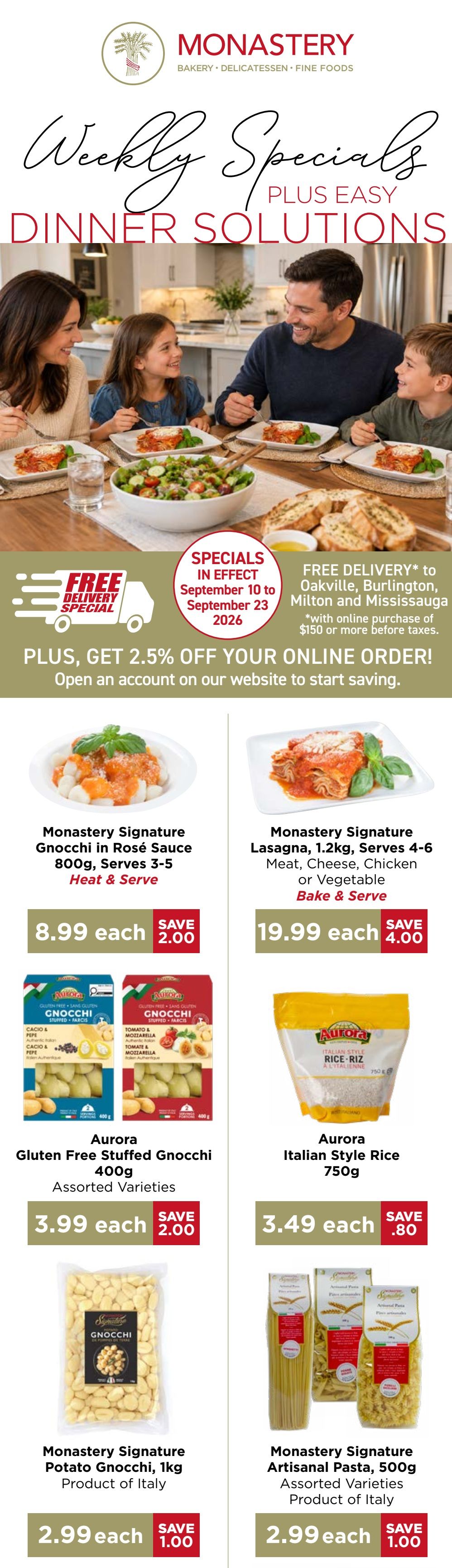 Monastery Bakery Flyer September 10 to 23