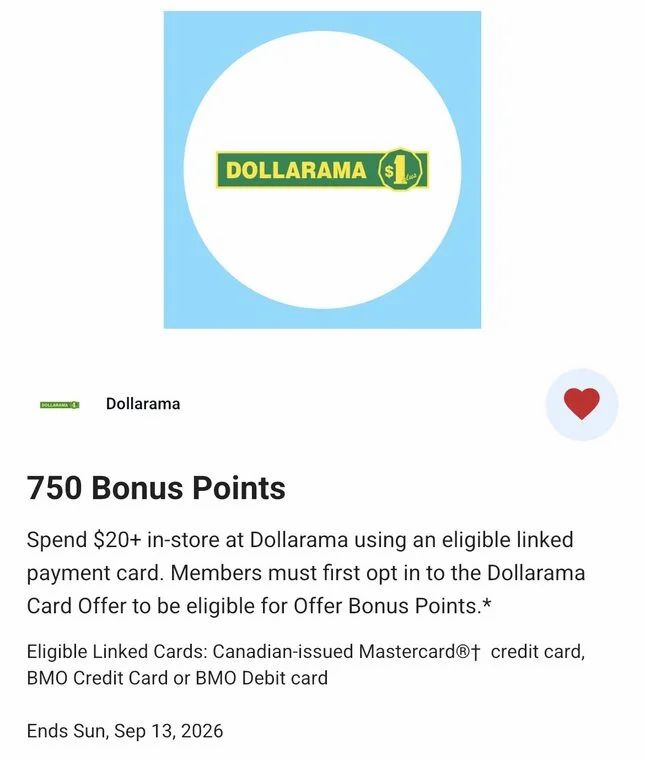 Blue Rewards: 750 Bonus points WUS $20+ at Dollarama card linked (again) Blue Rewards: 750 Bonus points WUS $20+ at Dollarama card linked (again)