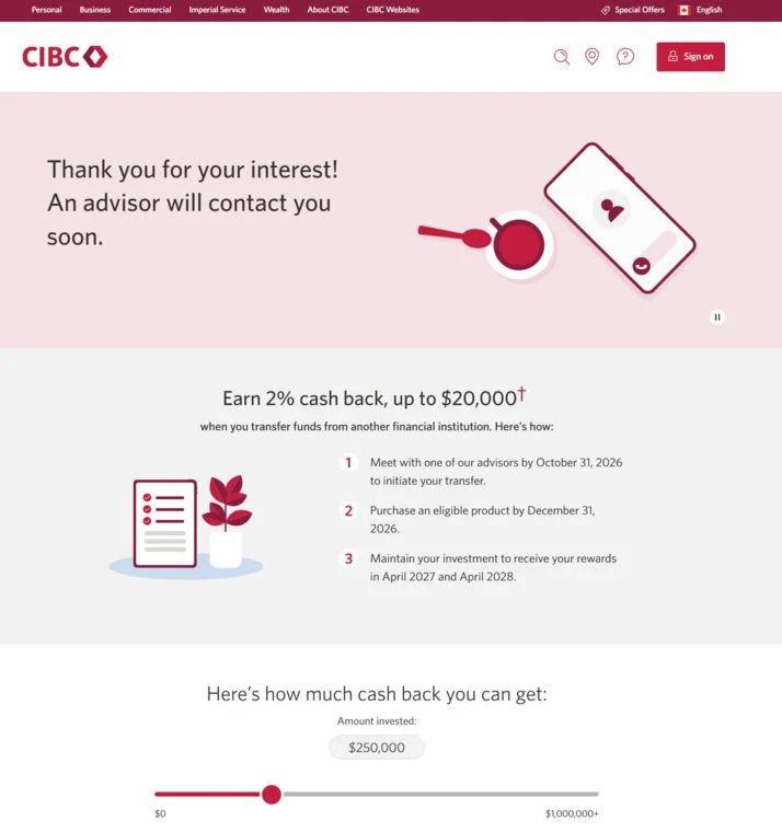 CIBC Costco Exclusive 2% Transfer-in Offer (Asset management; NOT self-directed)