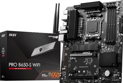 MSI PRO B650-S WiFi ProSeries Motherboard (Supports AMD Ryzen 7000 Series Processors, AM5, DDR5, PCIe 4.0, M.2 Slots, SATA 6Gb/s, USB 3.2 Gen 2, HDMI/DP, Wi-Fi 6E, 2.5Gbps LAN, ATX)