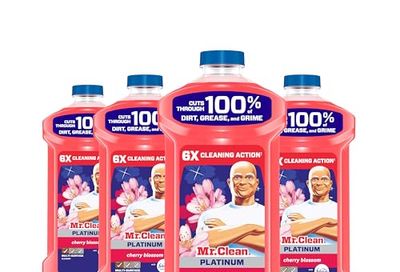 Mr. Clean All Purpose Cleaner, Mop Soap, Floor Cleaner for Mopping Home, Bathroom, & Kitchen, Cleaning Liquid for Mop & Bucket, Cherry Blossom, 4.8L (pack of 4)
