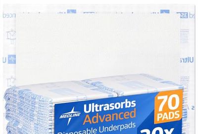 Medline Ultrasorbs Advanced Premium Underpads, 350 lb. Weight Capacity, 30" x 36", 5 per Bag.