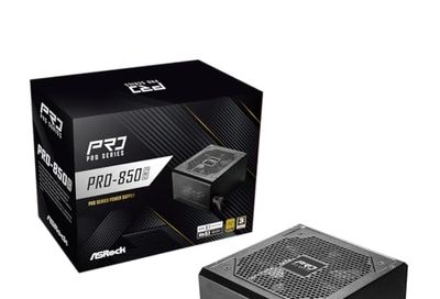 ASRock PRO 850G Power Supply - 850W 80 Plus Gold Certified, ATX 3.1 & PCIe 5.1 Ready, Native 12V-2x6 Connector, 120mm Low-Noise Fan, 3-Year Warranty