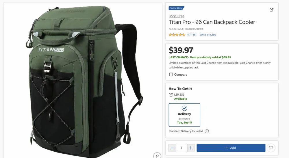 Costco: Titan Pro - 26 Can Backpack Cooler Costco: Titan Pro - 26 Can Backpack Cooler
