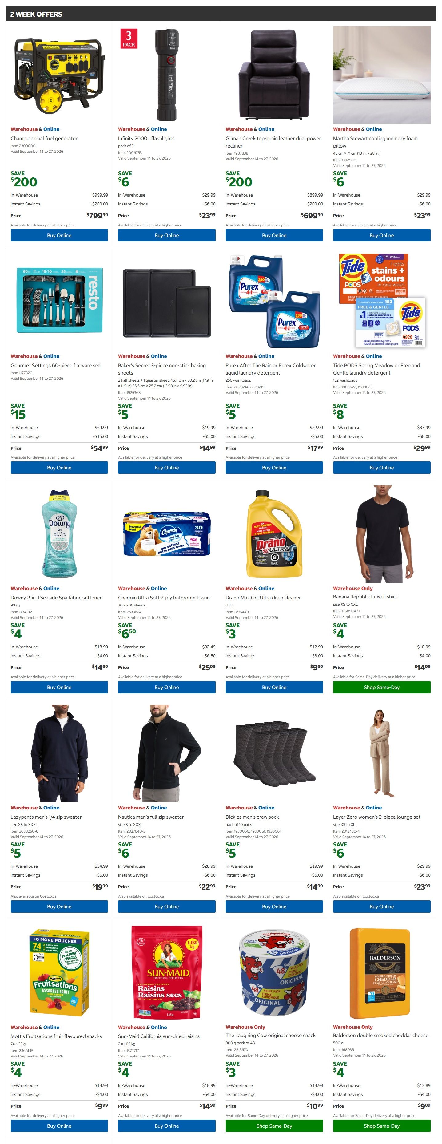 Costco (West, ON, Atlantic Canada) Warehouse Offers September 14 to 27