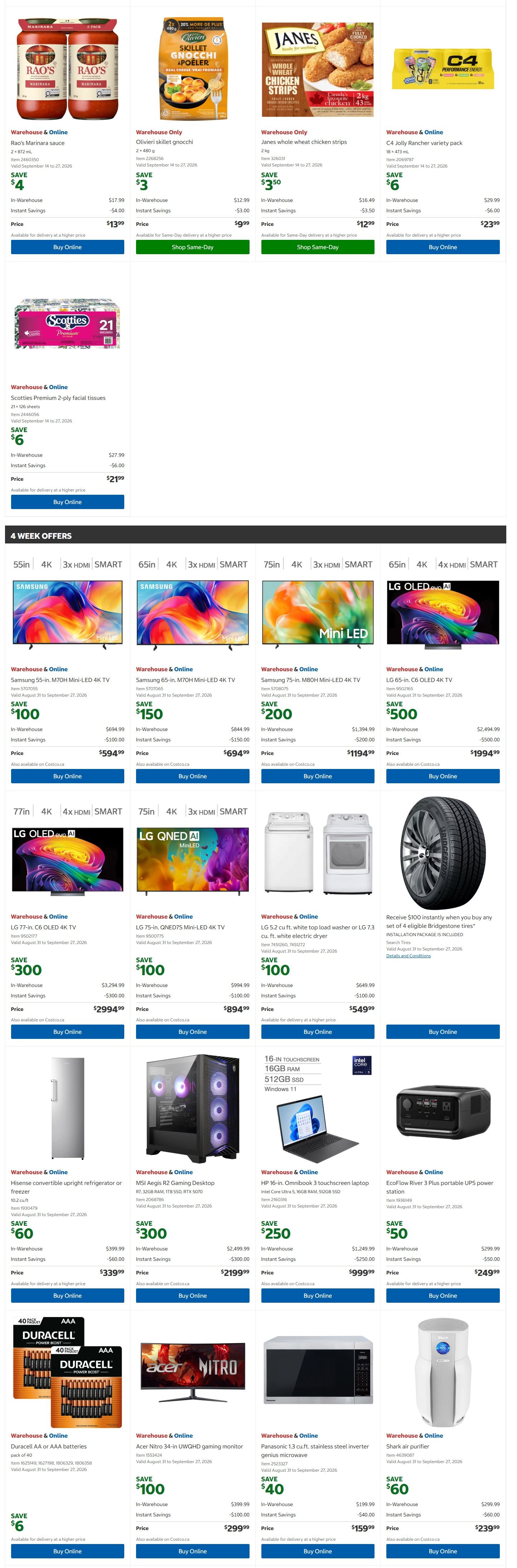 Costco (West, ON, Atlantic Canada) Warehouse Offers September 14 to 27