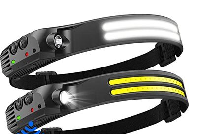 2 Pack Headlamp Rechargeable,Super Bright 2000 Lumen 6 Light Modes Headlight,USB Rechargeable 230° Wide Beam LED Flashlights Headlamps,IPX5 Waterproof 0.14lb Lightweight for Camping,Running,Fishing