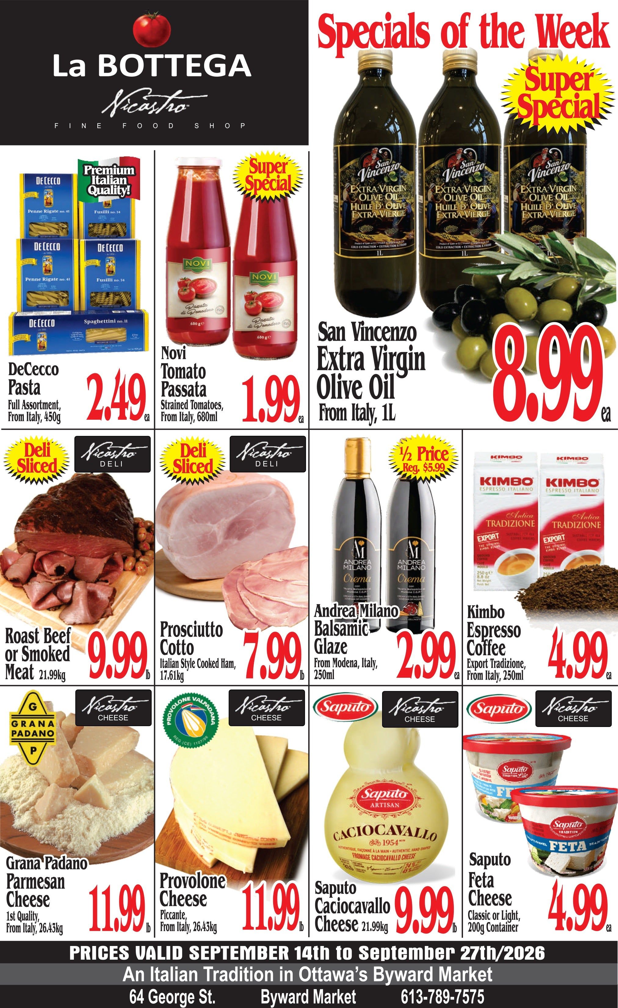 La Bottega Nicastro Fine Foods Flyer September 14 to 27