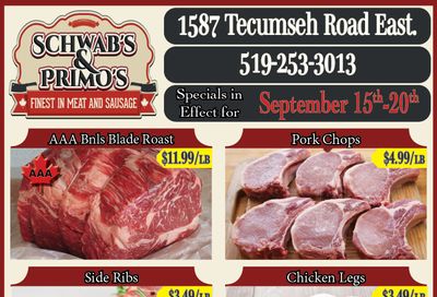 Schwab's & Primo's Flyer September 15 to 20