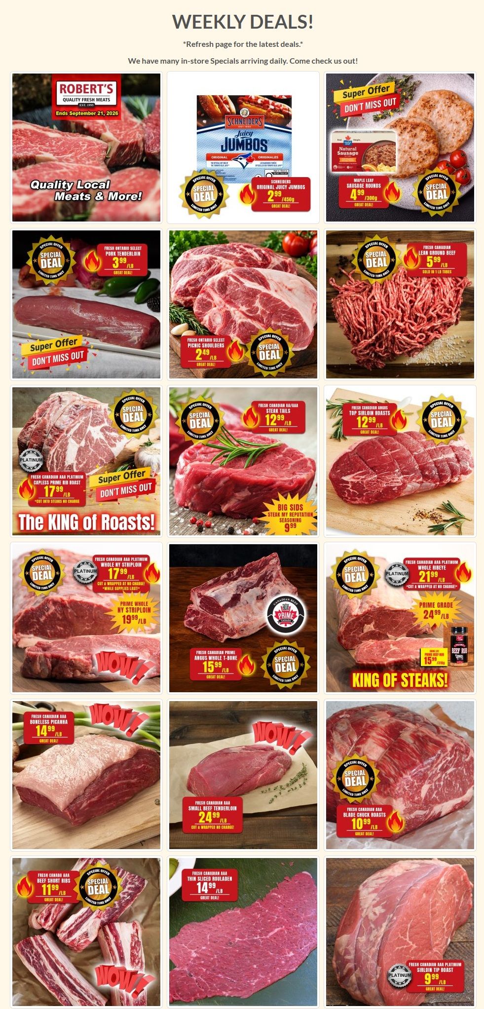 Robert's Quality Fresh Meats Flyer September 14 to 20