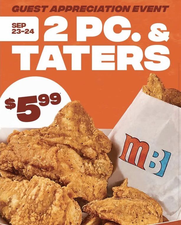 Mary Brown's: Guest Appreciation $5.99 2 Piece Chicken and Taters September 23-24