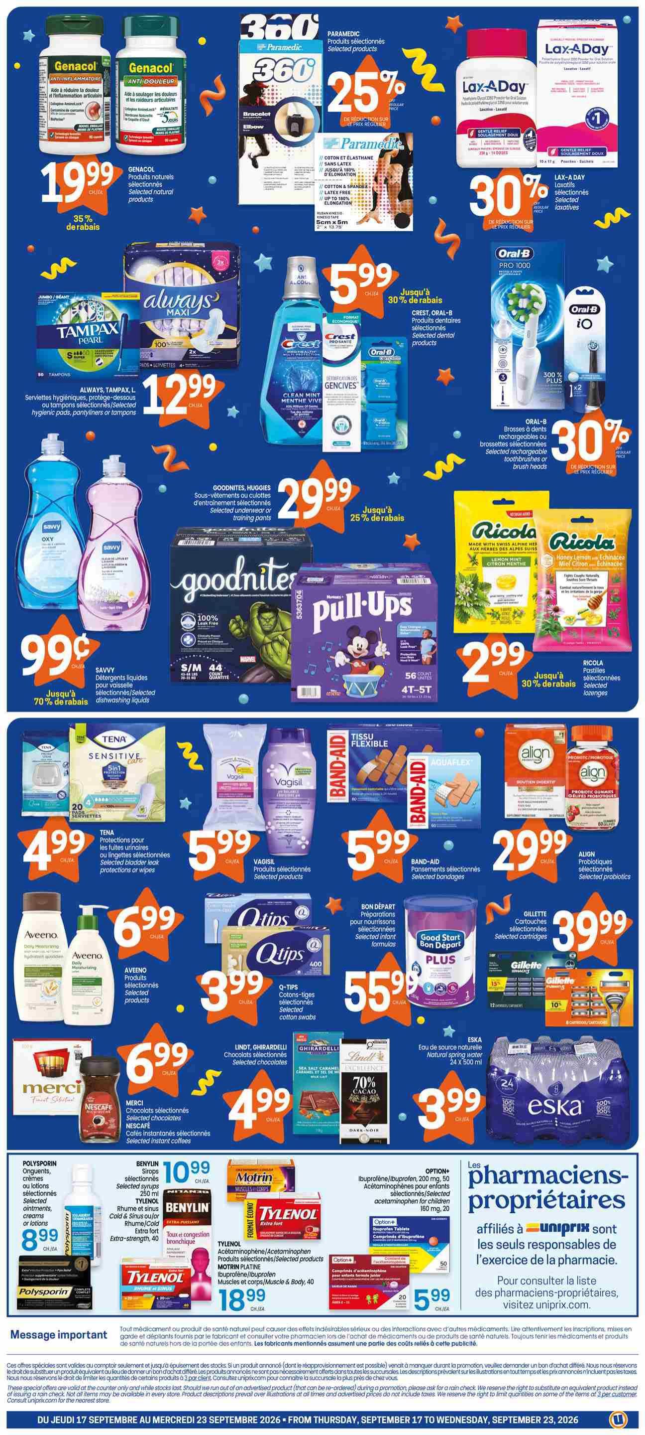 Uniprix Flyer September 17 to 23