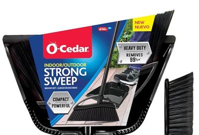 O-Cedar Indoor Outdoor Strong Sweep Broom with Step On Dust Pan and Handheld Detail Brush