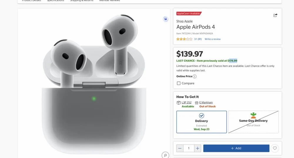 Costco: Apple AirPods 4