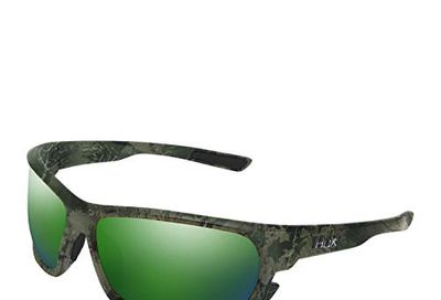 HUK Sunglasses, Polarized Lens Eyewear with Performance Frames, Fishing, Sports & Outdoors Sunglasses, (Challenge) Green Mirror/Southern Tier Subphantis, Medium