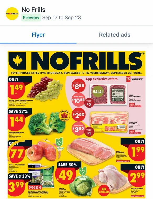 No Frills: PC No Name Bacon (375g) - $2.50 (with pc optimum card) No Frills: PC No Name Bacon (375g) - $2.50 (with pc optimum card)