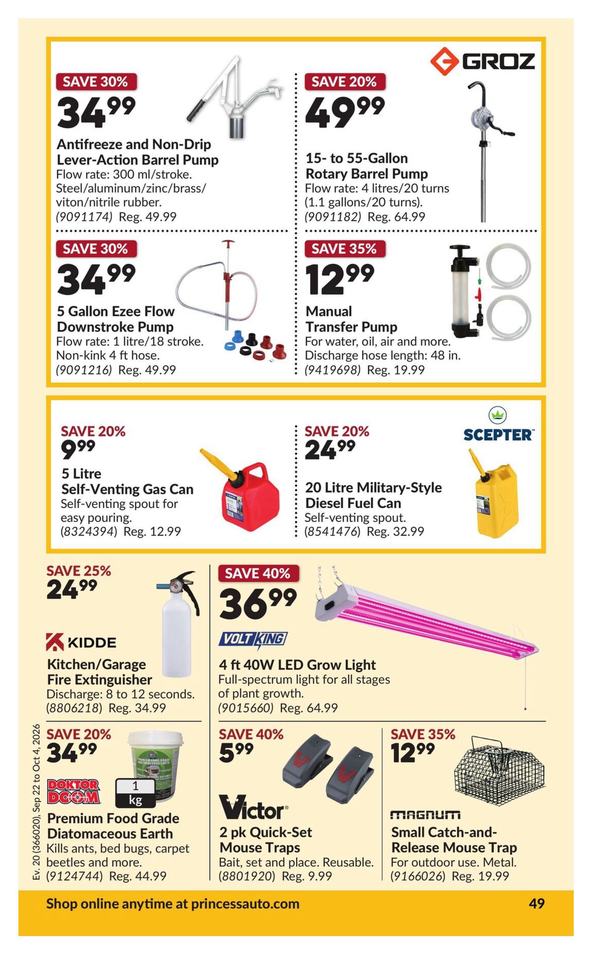 Princess Auto Flyer September 22 to October 4