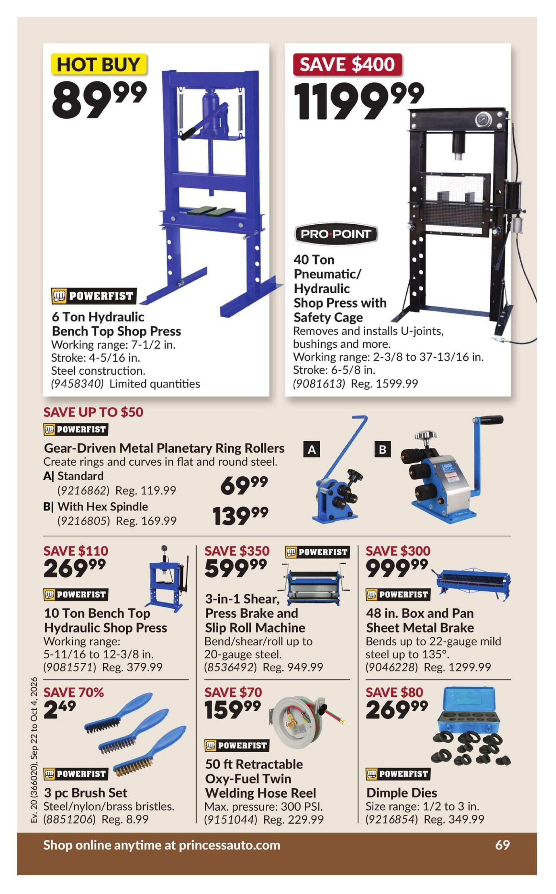 Princess Auto Flyer September 22 to October 4