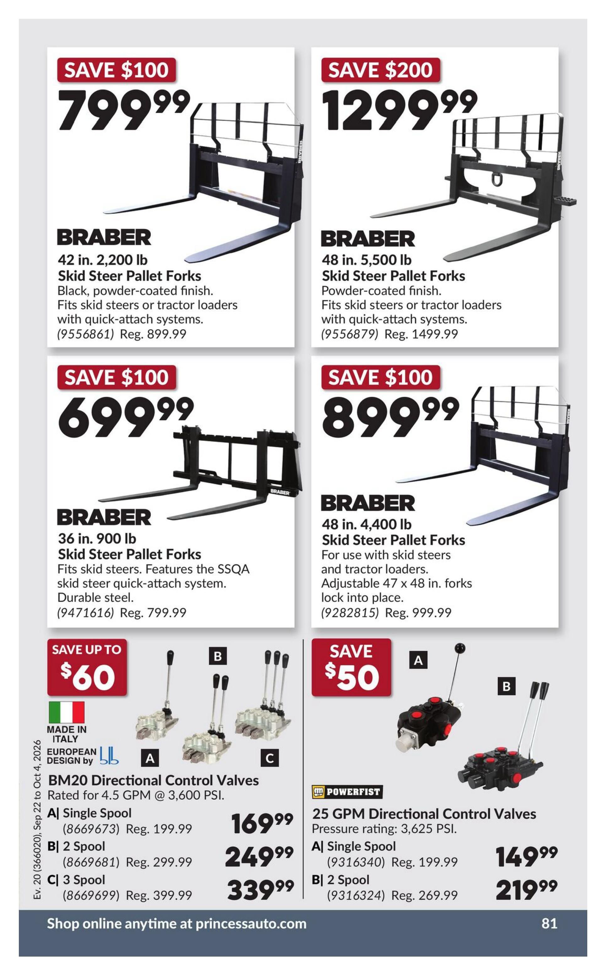 Princess Auto Flyer September 22 to October 4