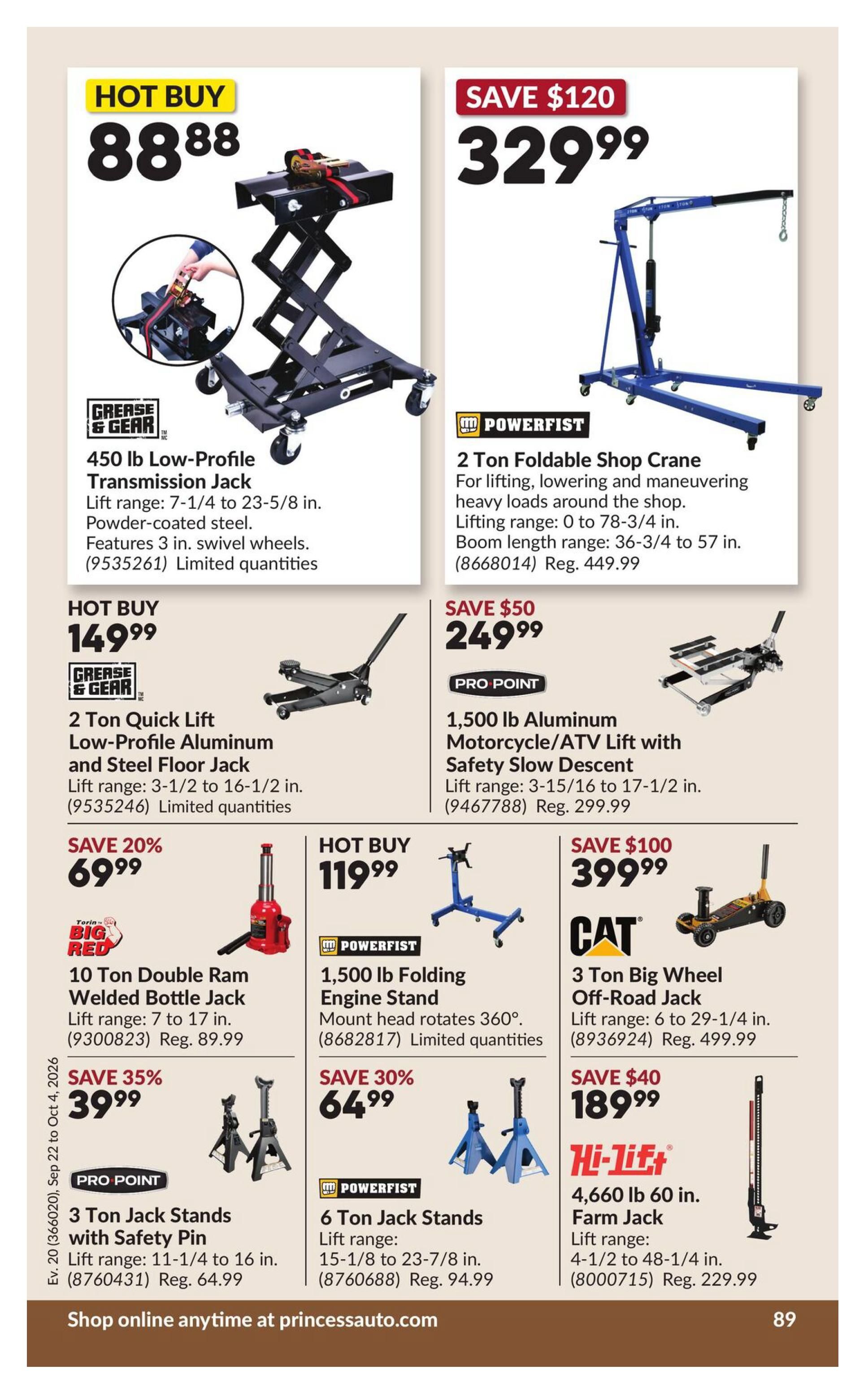 Princess Auto Flyer September 22 to October 4