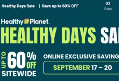 Healthy Planet Canada Healthy Days Sale: Save up to 60% off Sitewide