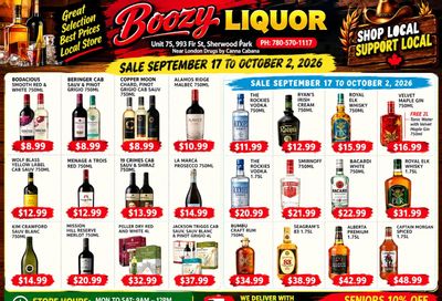 Boozy Liquor Flyer September 17 - October 2, 2026
