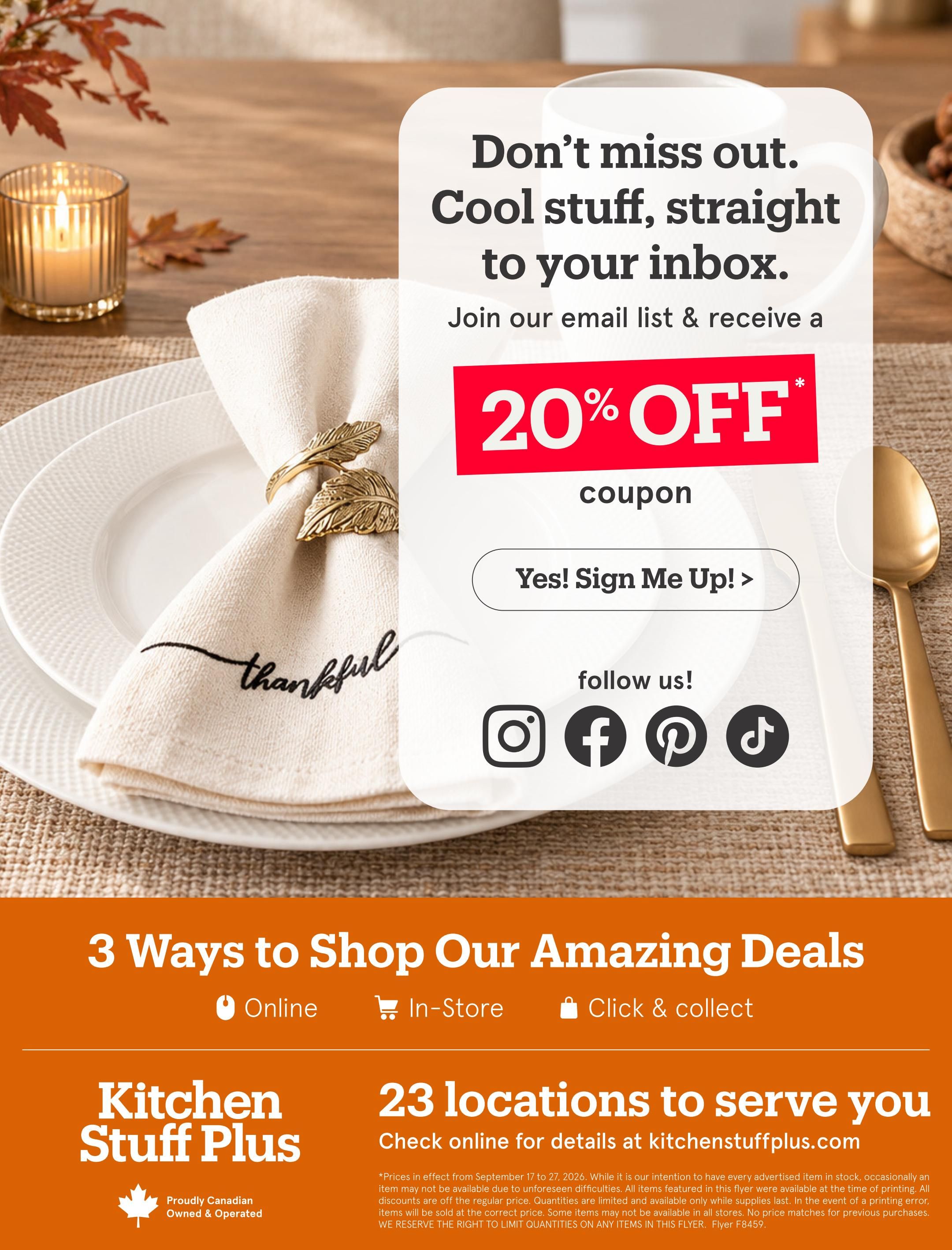Kitchen Stuff Plus Flyer September 17 to 27
