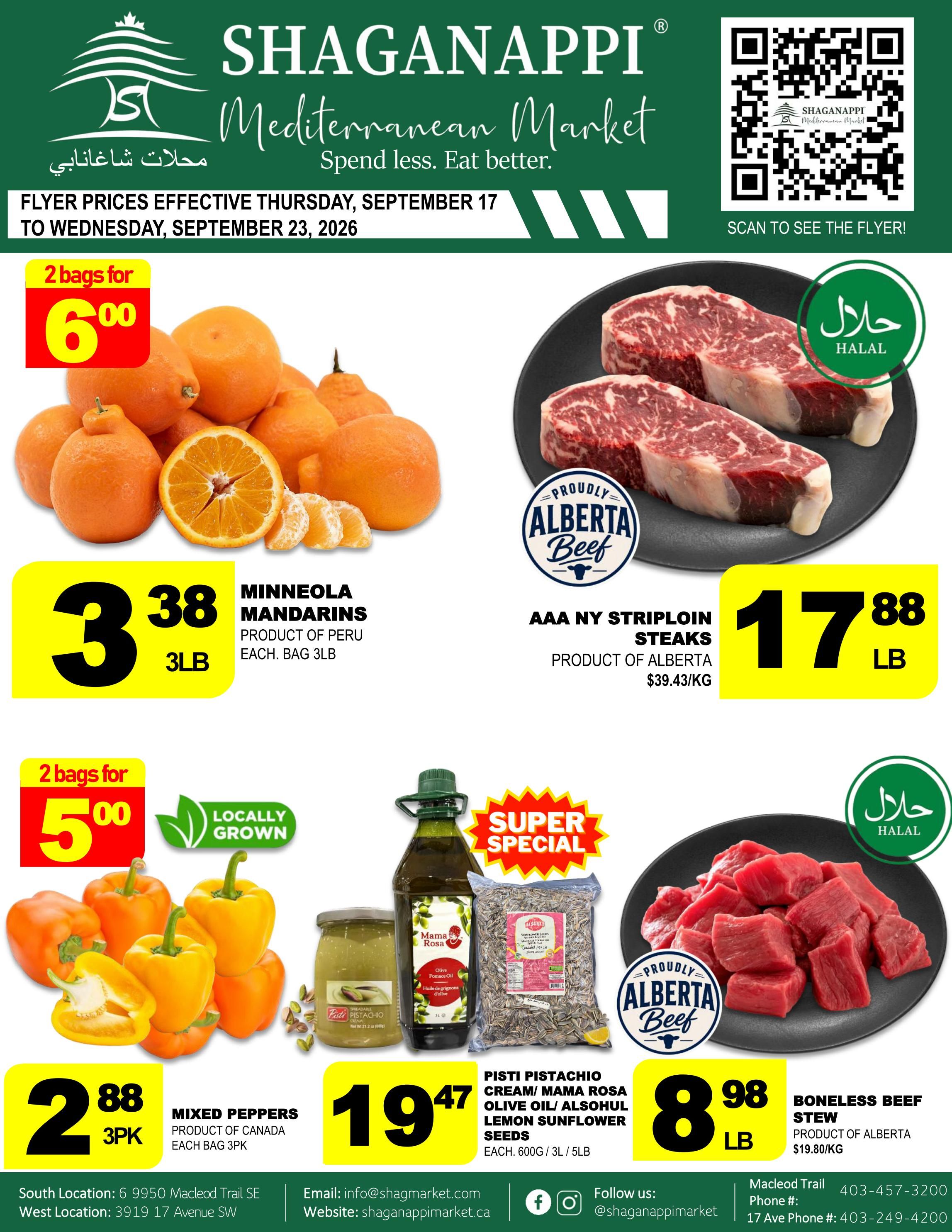 Shaganappi Mediterranean Market Flyer September 17 to 23