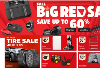 17 Canadian Tire New Weekly Sale + Deals: Fall Sale up to 60% off + $40 Bonus CT Money When You Spend $200 September 17th & 18th