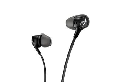 HyperX Cloud Earbuds II – 14mm Drivers, Four Eartips, Hard-Shell Carrying Case, Low-Profile 90° Plug, 3.5mm Plug, Built-in Microphone, Multi-Function Button, PC, Mobile, Nintendo Switch – Black