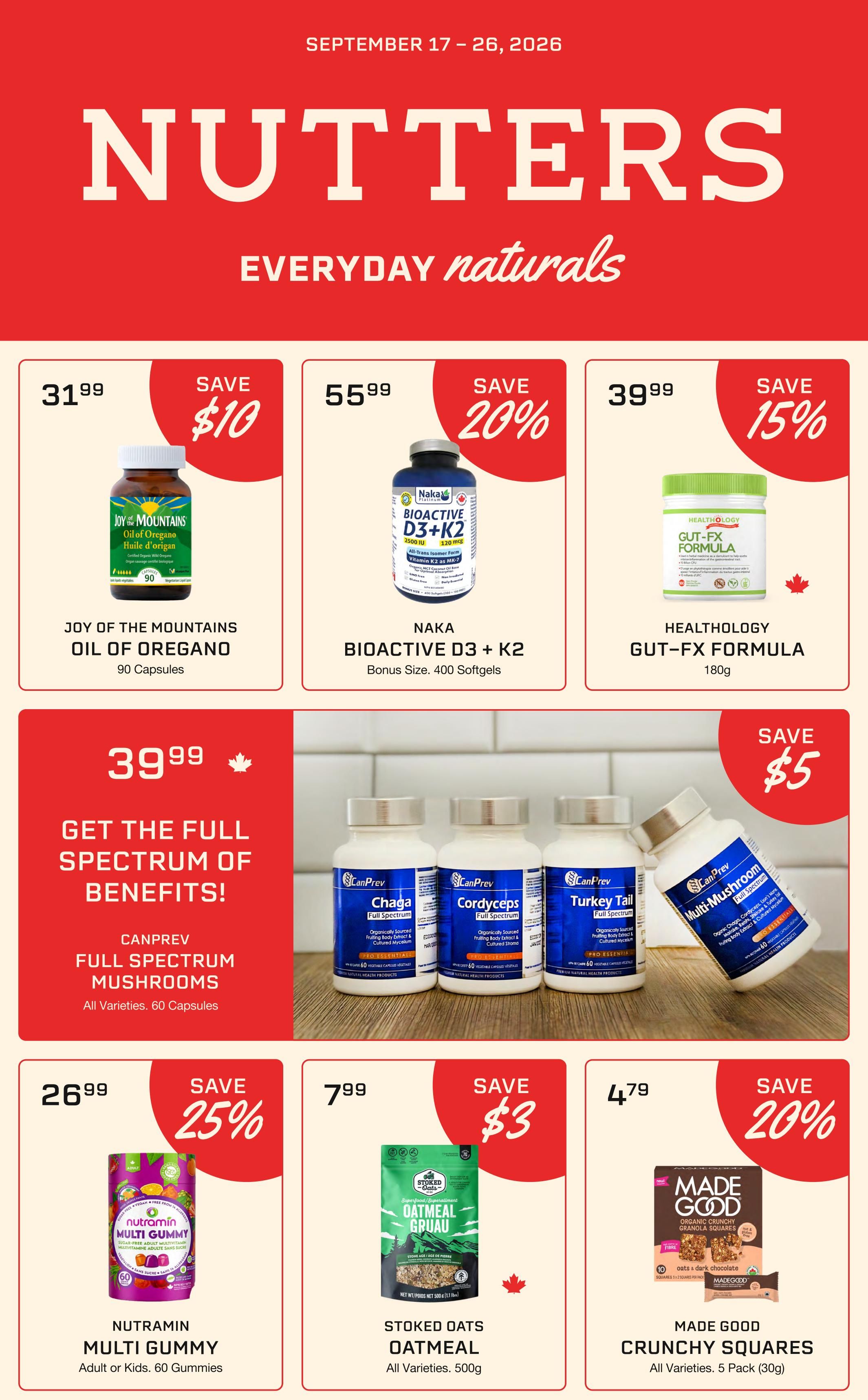 Nutters Everyday Naturals Flyer September 17 to 26