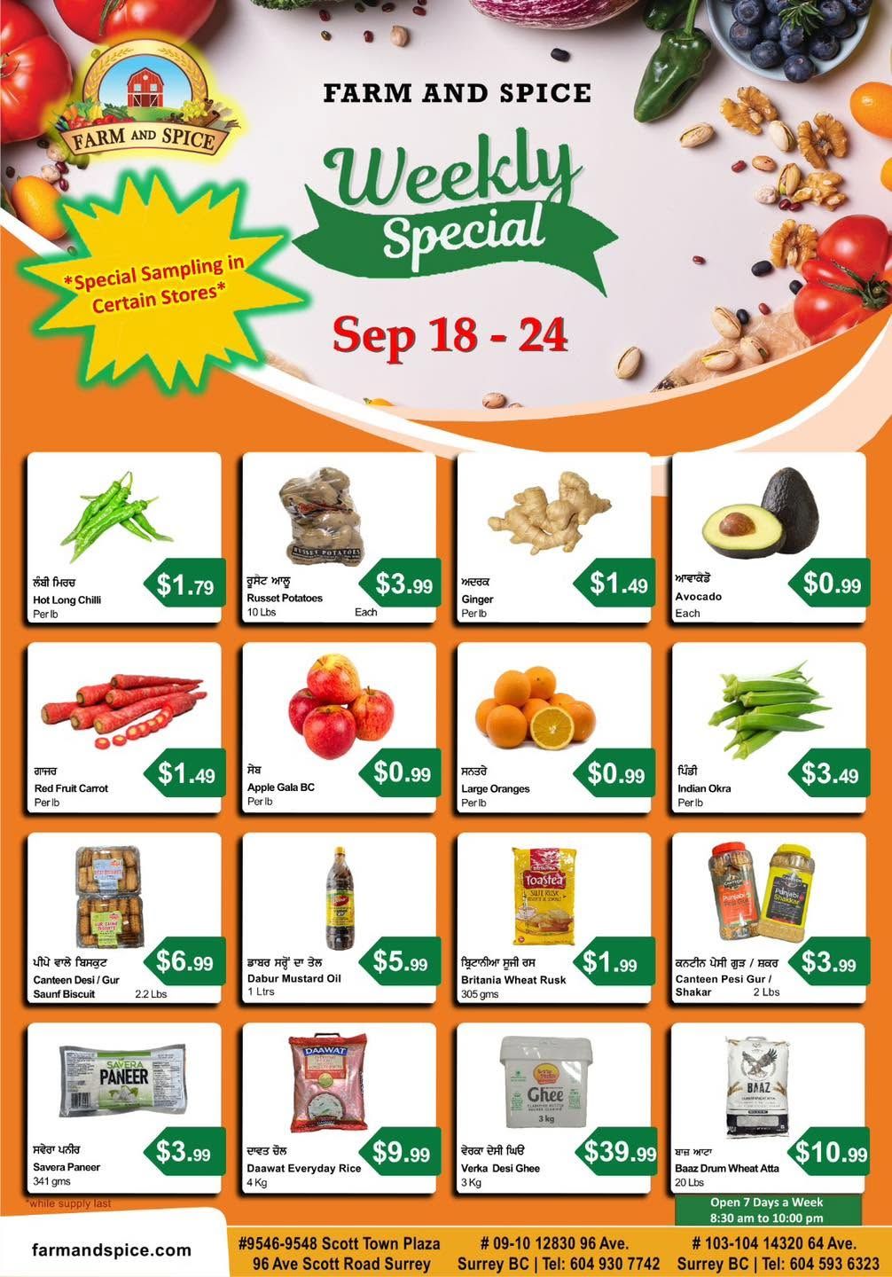 Farm And Spice Grocers Flyer September 18 to 24
