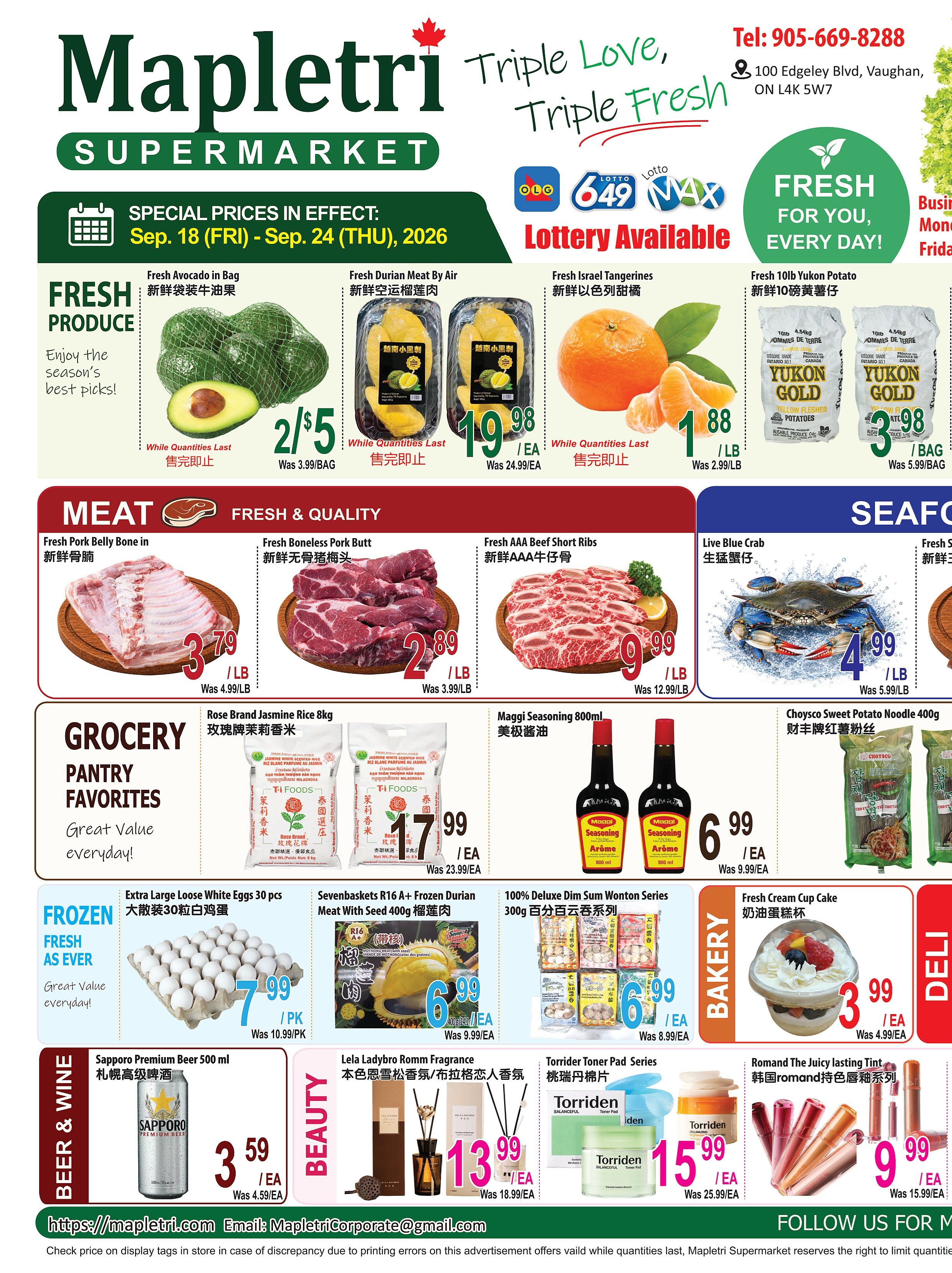 Mapletri Supermarket Flyer September 18 to 24