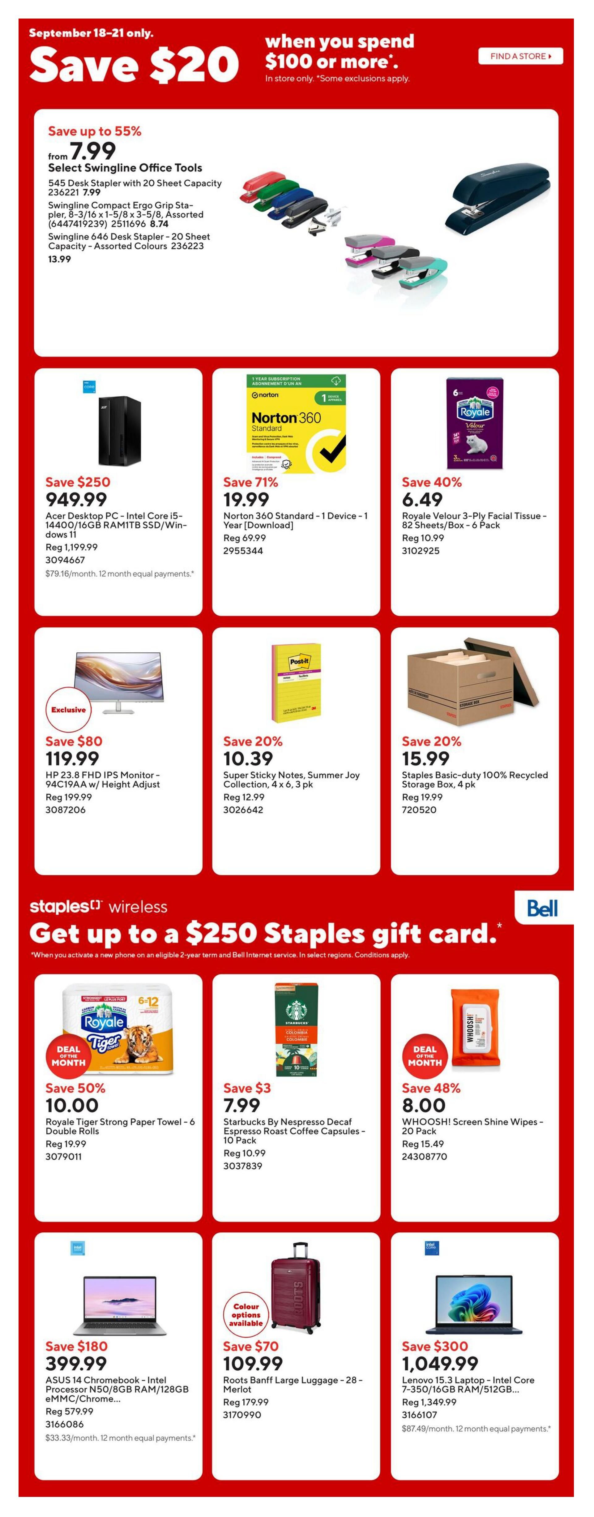 Staples Flyer September 18 to 24
