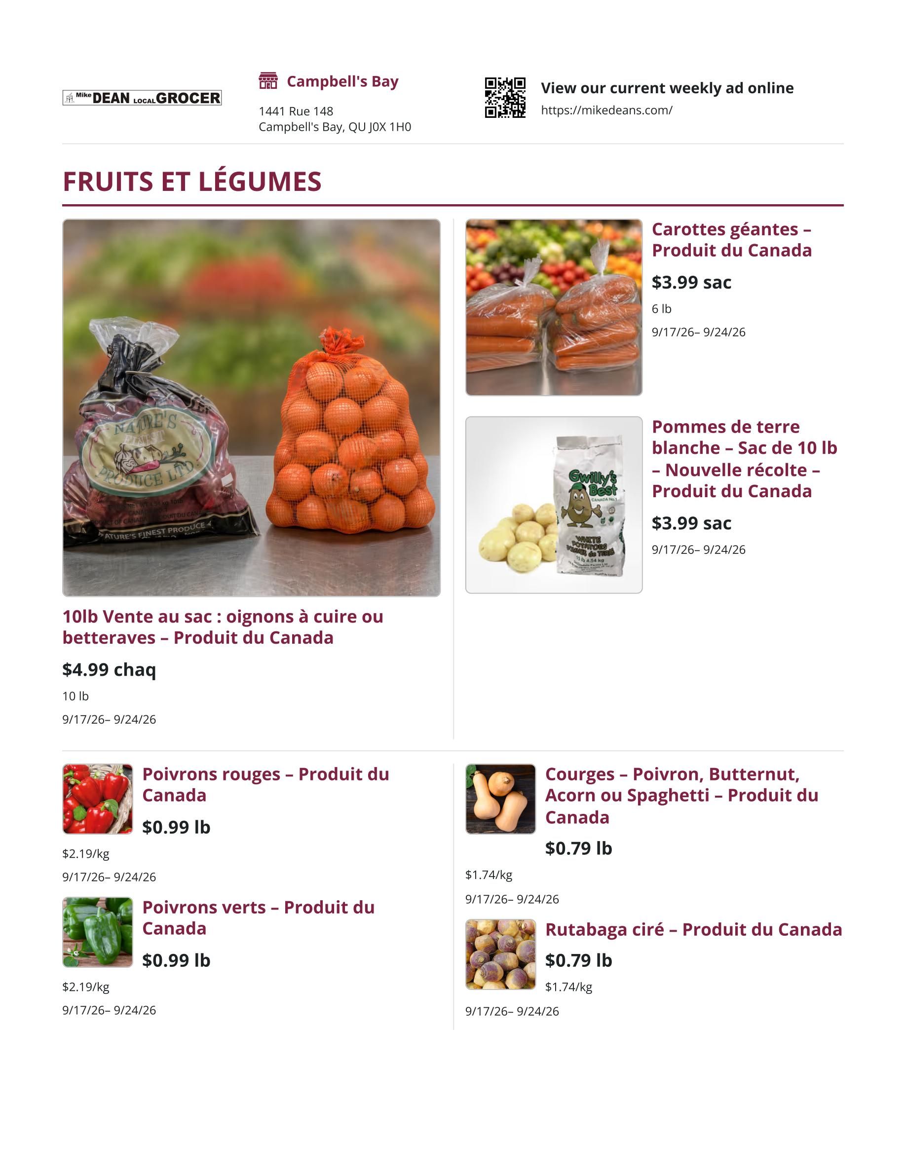 Mike Dean Local Grocer Flyer September 17 to 24