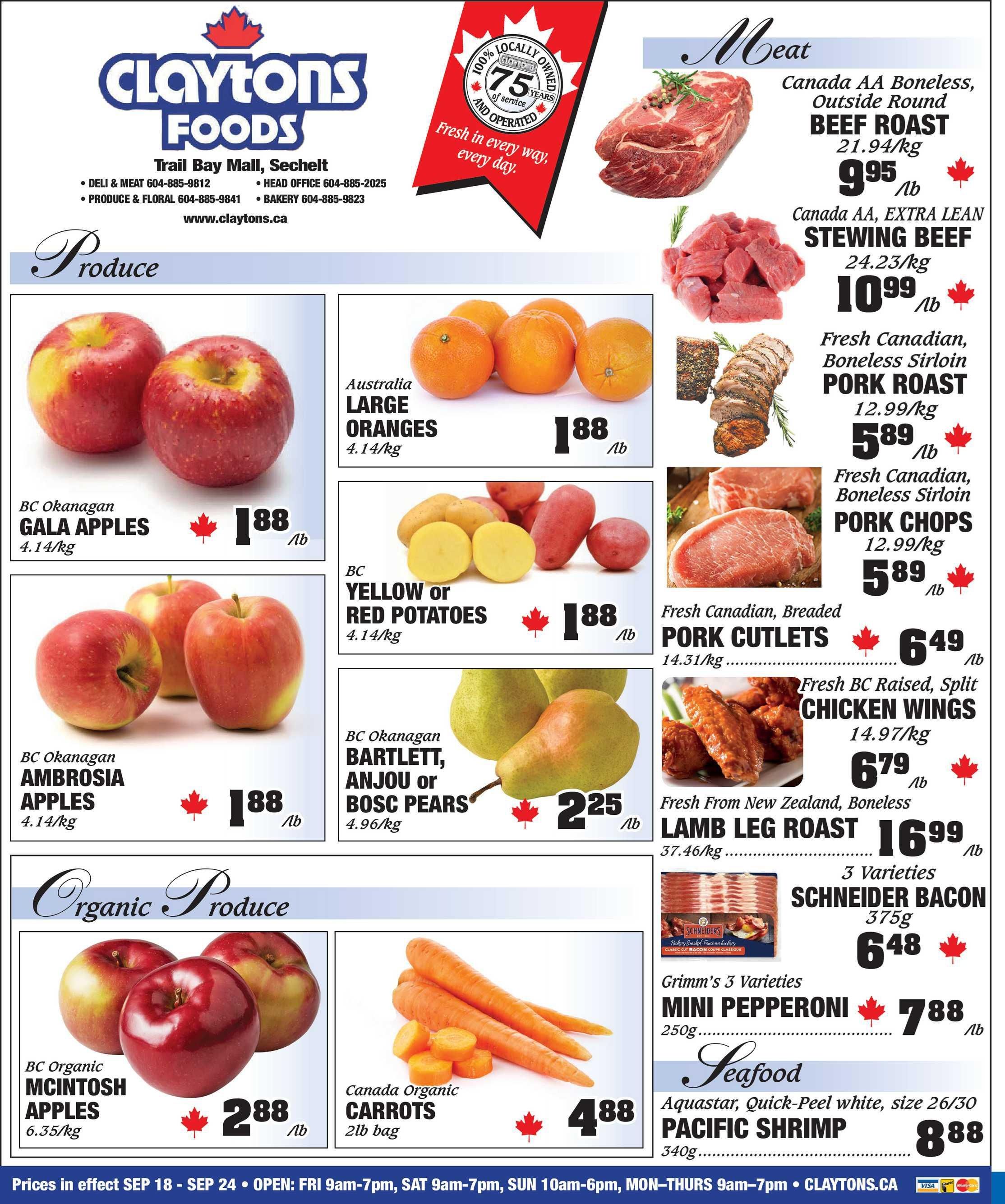 Claytons Heritage Market Flyer September 18 to 24