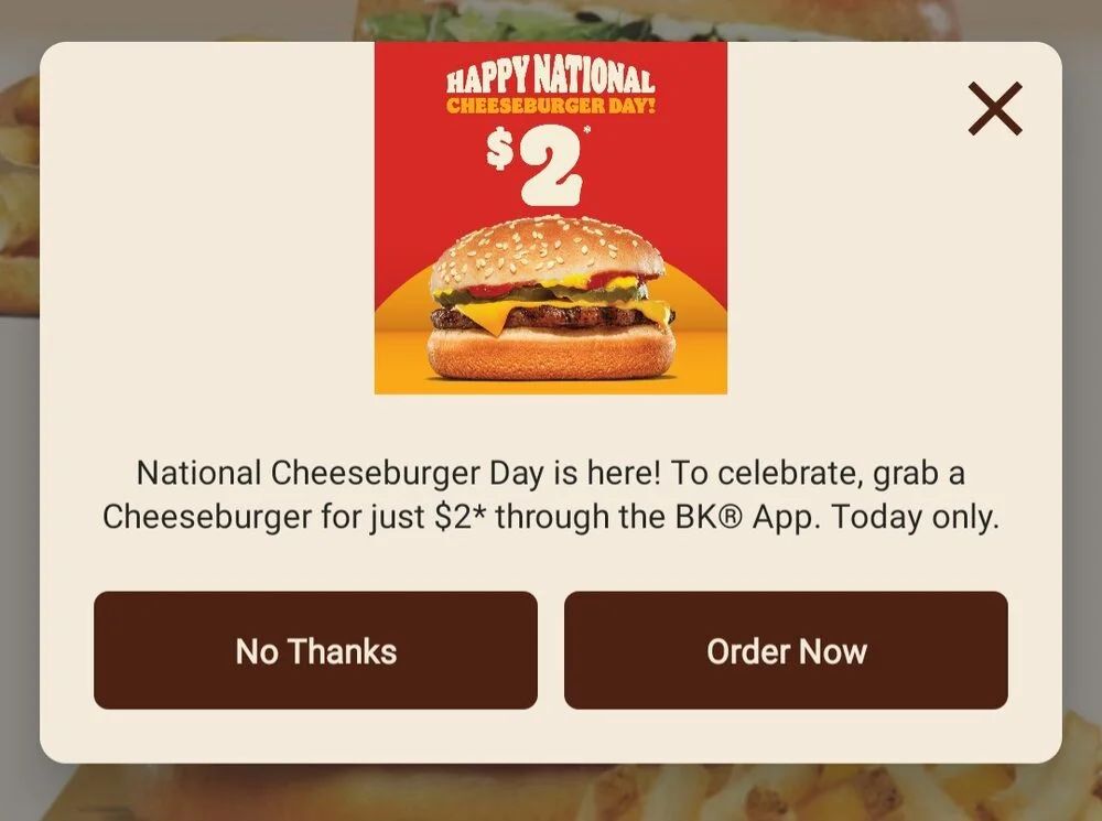 Burger King: $2 cheeseburger for National Cheeseburger Day