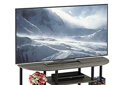 Furinno 15116GYW/BK Jaya Simple Design Corner TV Stand, French Oak Grey/Black