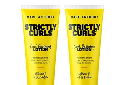 Marc Anthony Curl Defining Lotion, Strictly Curls - 2 Pack - Silk Protein & Vitamin E Hair Gel for Dry Damaged Curly Hair - Sulfate-Free Moisturizing Detangler & Anti Frizz Styling Product - 8.3 Fl Oz