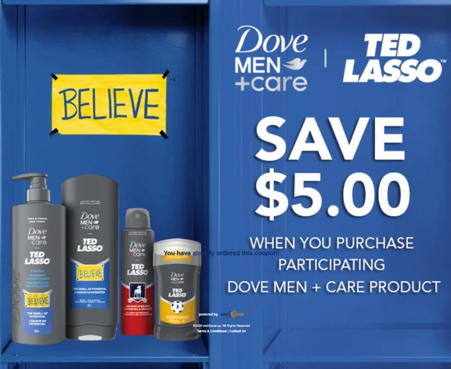 Real Canadian Superstore: YMMV: Dove Men (Care Ted Lasso and other Products) $3 with Coupon (With 4,000 Bonus Points) Real Canadian Superstore: YMMV: Dove Men (Care Ted Lasso and other Products) $3 with Coupon (With 4,000 Bonus Points)