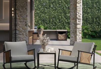 Walmart: HOMETRENDS 3-Piece Steel Outdoor Rocking Chair Chat Set with Table & Cushions, Tan $99.00 (reg. $328.00)