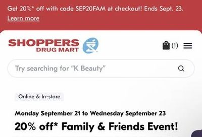 Shoppers Drug Mart: 20% off at Shoppers Drug Mart (Works on Kobos, AirPods, etc.)