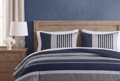 NauticaHome Rendon Duvet Cover Set, King, Charcoal