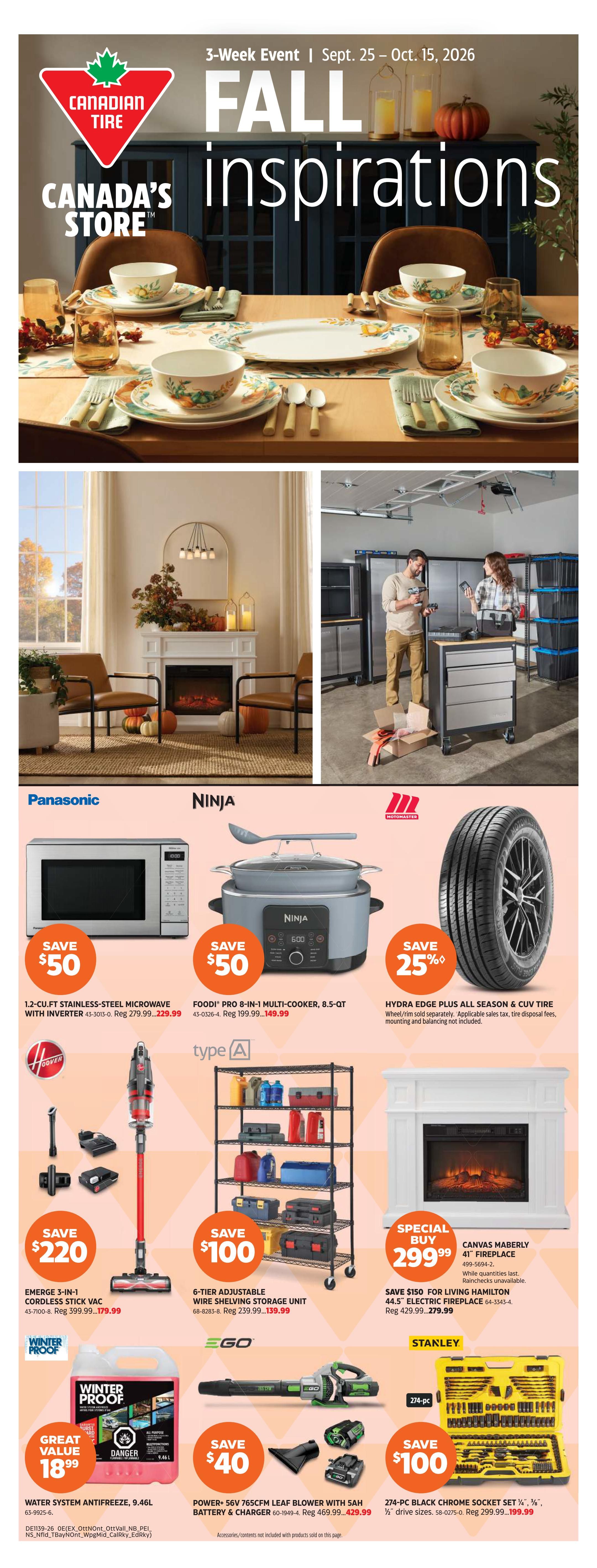 Canadian Tire Fall Inspirations Flyer September 25 to October 15