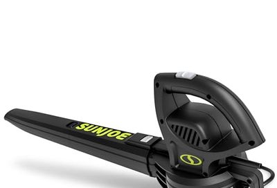 Sun Joe SBJ597E All-Purpose Electric Leaf Blower, 6-Amp Motor, 155 MPH, 260 CFM, Black - Lightweight & Compact, One-Hand Operation for Yards, Porches, Patios, Walkways, Decks, Garage & Light Snow