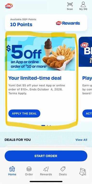 Dairy Queen: $5 off $10+ (on DQ app or online order) Dairy Queen: $5 off $10+ (on DQ app or online order)