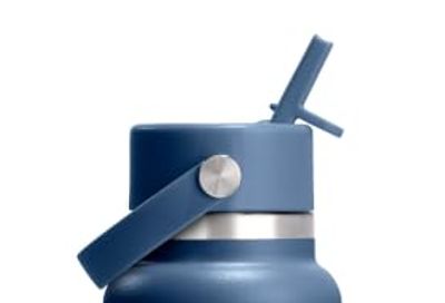 Hydro Flask 32 Oz Stainless Steel Wide Mouth Water Bottle with Leakproof Flex Straw Cap, Harbour Blue