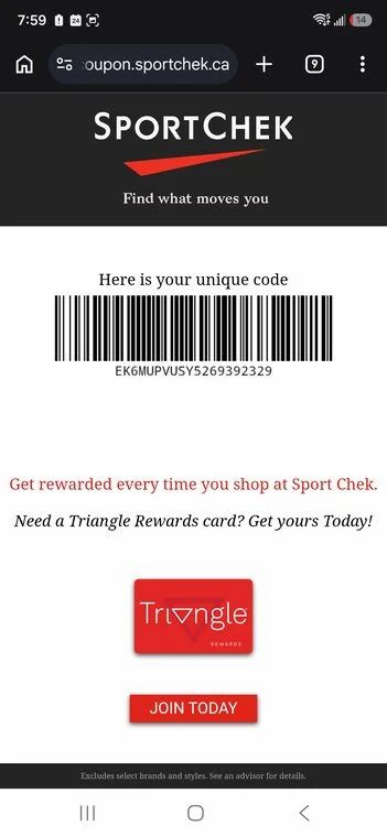 The usual VIP terms, max 4000$ in store only.: VIP pricing at Sport Chek for Canadian Tire Roadside Assistance® members sept 24-oct 7 The usual VIP terms, max 4000$ in store only.: VIP pricing at Sport Chek for Canadian Tire Roadside Assistance® members sept 24-oct 7