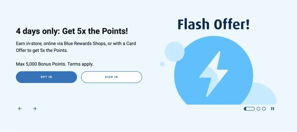 Blue Rewards 5X up to 5000 pts Blue Rewards 5X up to 5000 pts