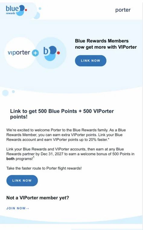 Blue Rewards: Link to get 500 Blue Points + 500 VIPorter points!